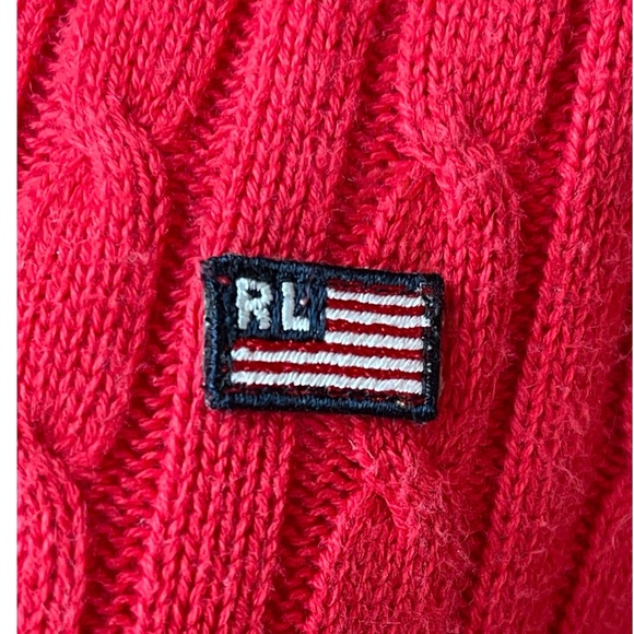 Ralph Lauren Polo Jeans Co. Preppy Red 100% Cotton Cable Knit Sweater; Women Sm - Picture 5 of 6